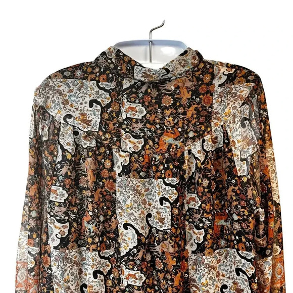 .OBJECT Objarya Fall Print Long Sleeve Button-Up Shirt Dress Women's M EUR 40 - Picture 7 of 10